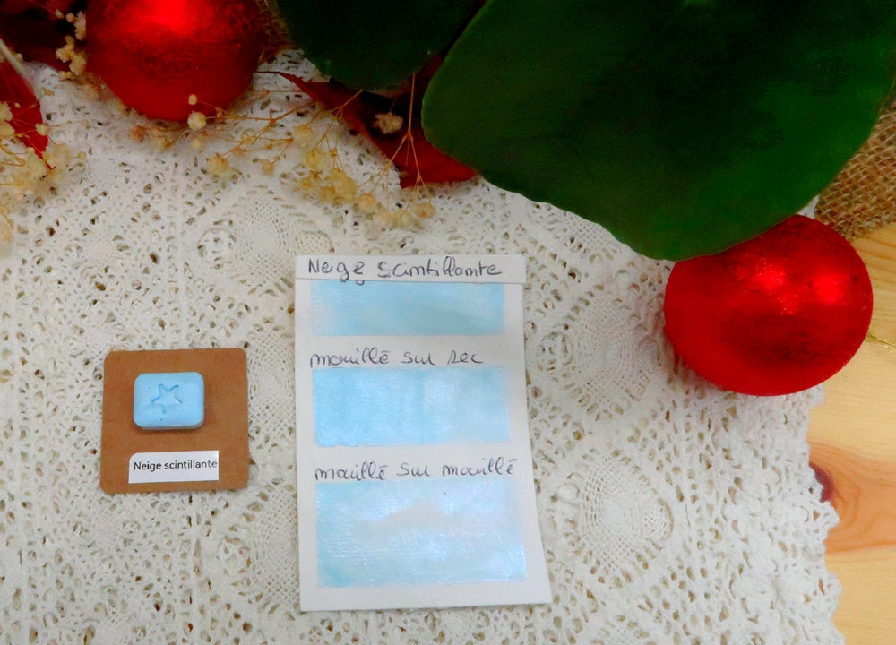 Neige scintillante Cœur d'aquarelles acheter aquarelle artisanale
