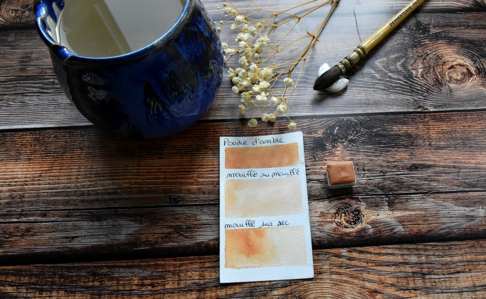 poudre d'ambre aquarelles artisanales sans pigment de blanc
