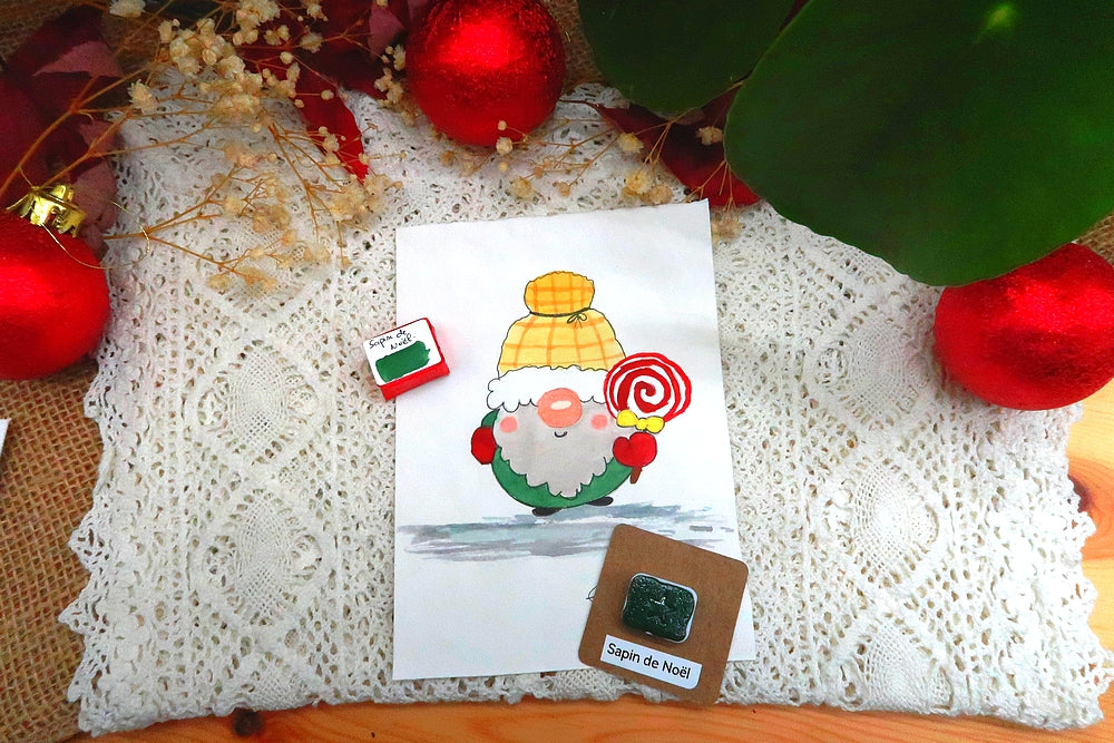 Sapin de Noël Cœur d'aquarelles acheter aquarelle artisanale